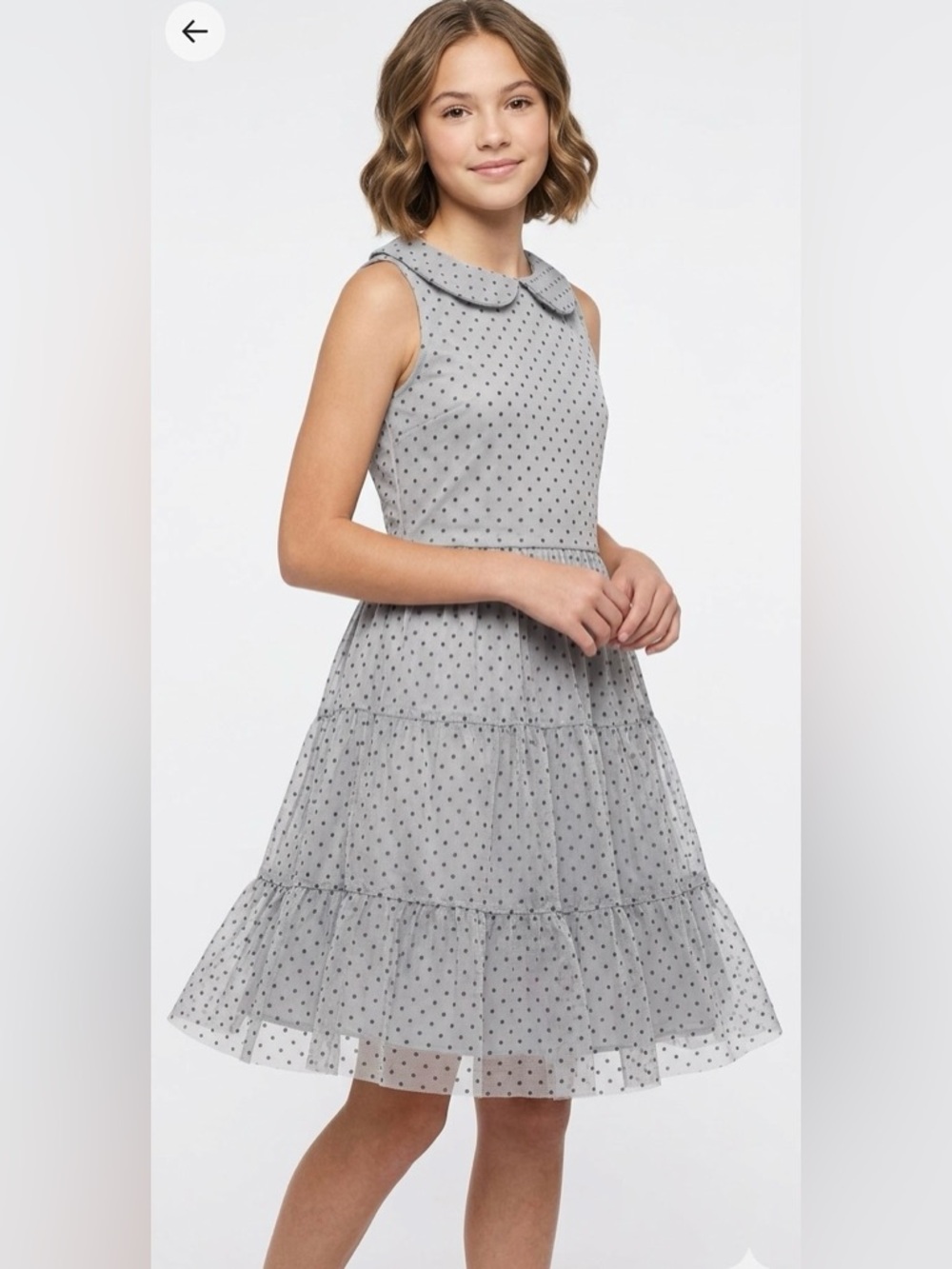 Creamie Mesh Dot Layered Ruffle Dress Size 164 (14 yrs) NWT